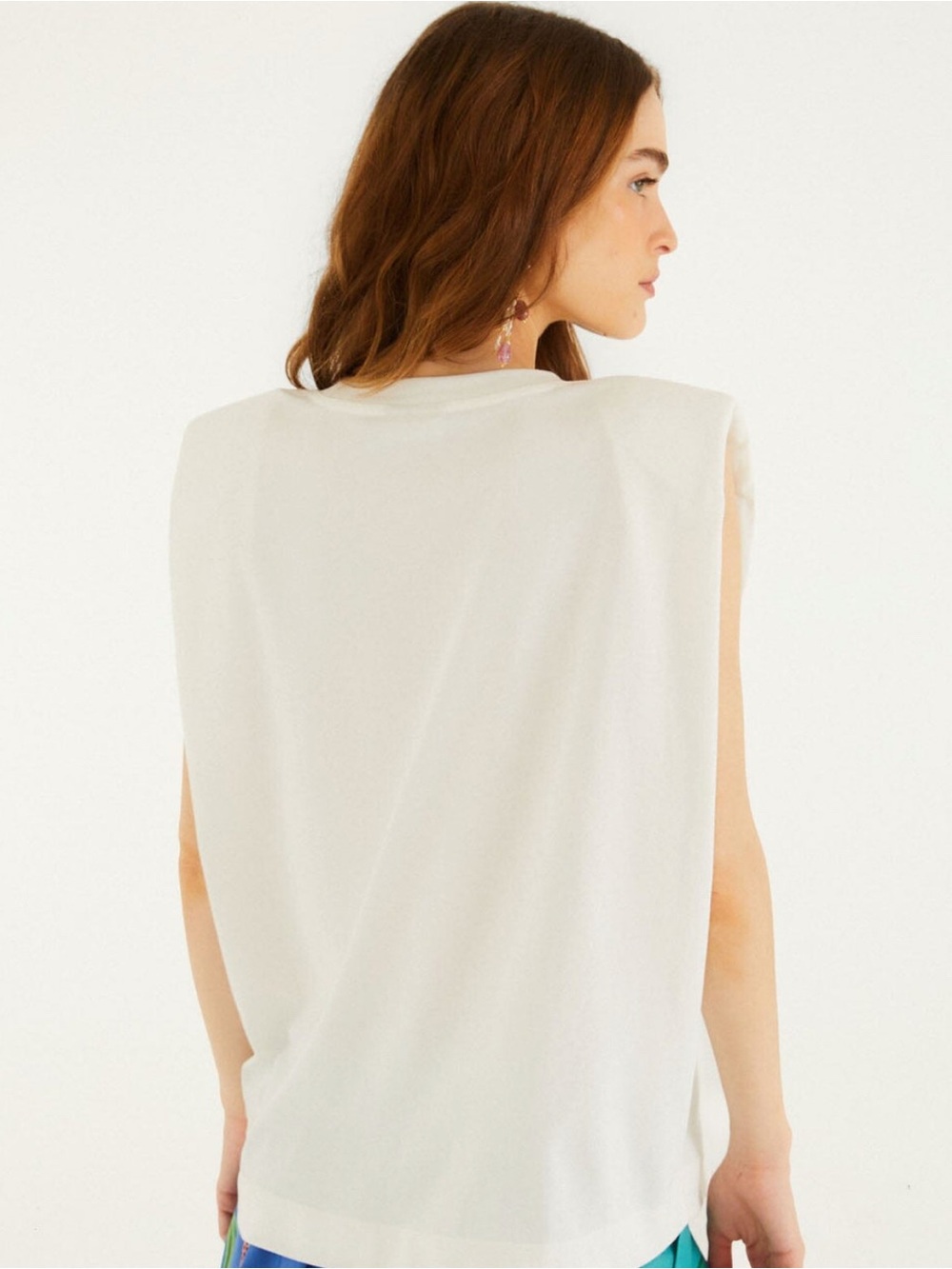 Farm Rio Off-White Fishing Dreams Padded Shoulder T-Shirt NWT M - Picture 5 of 5